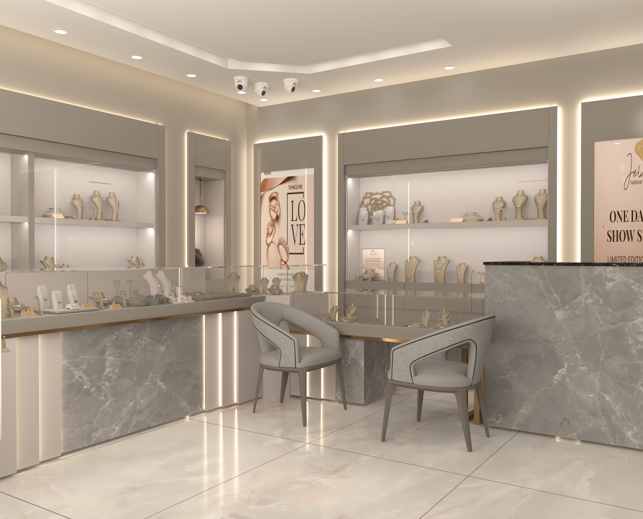 Cihan Kuyumculuk premium mağaza tasarımı